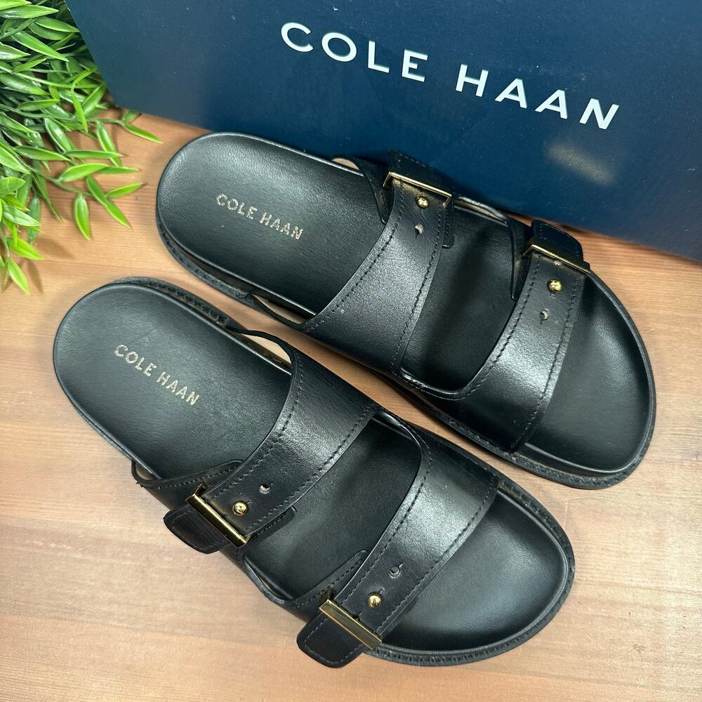Cole Haan Women's Marisol Footbed Sandals Black Leather Size 8